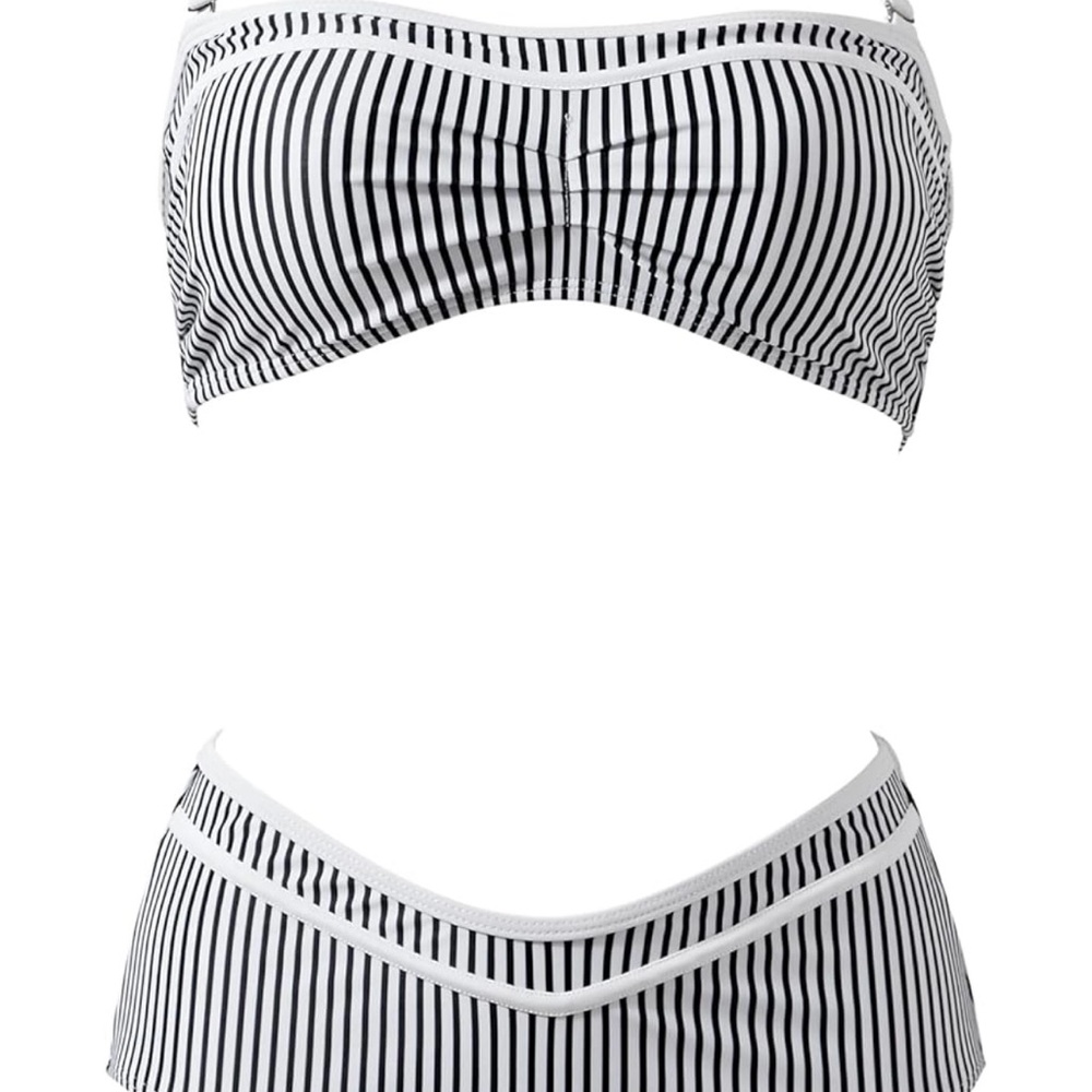 H&M Black and White Striped Bikini Set